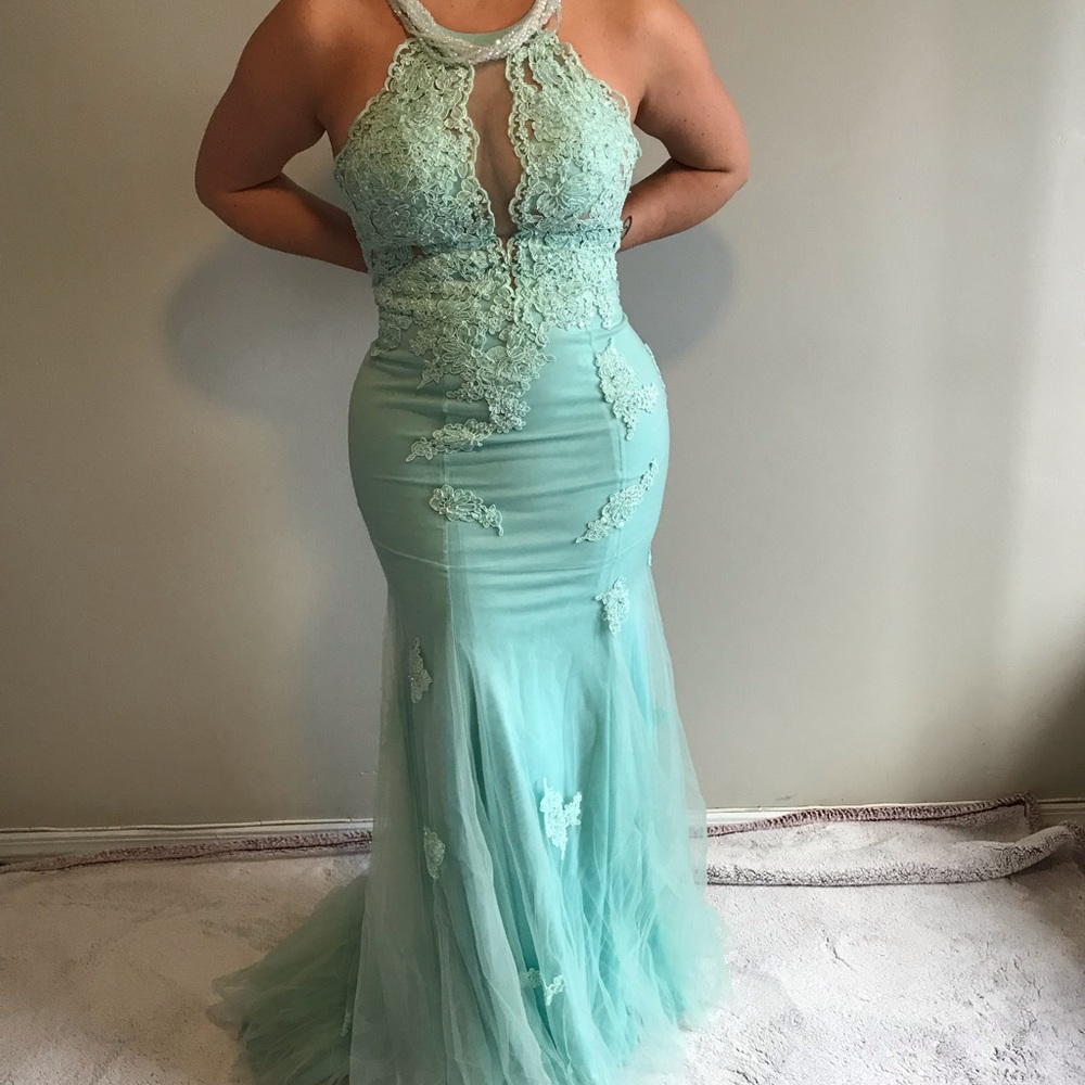 Beautiful mint/aqua colored fancy gown